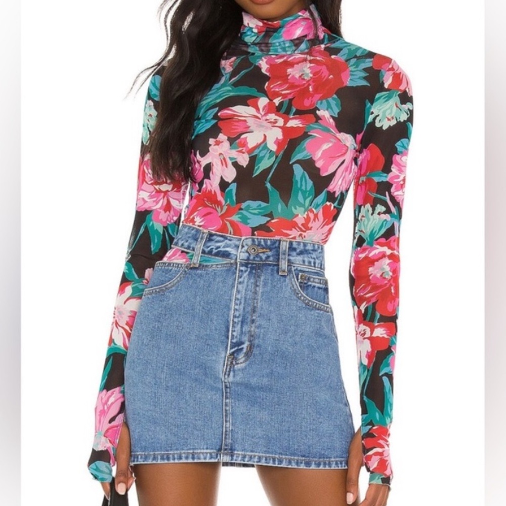 AFRM Pink and Red Zadie Top